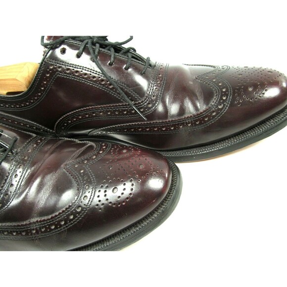 Johnston & Murphy Burgundy Leather Brogue Wing Tip Oxfords Mens Size US 11 D - Picture 3 of 12
